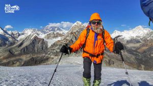 Uczestnik wyprawy szwajcarskiej na Mera Peak. Starszy Pan ale pełen krzepy.